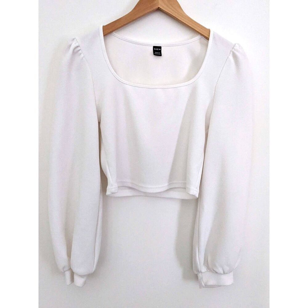 Women's SHEIN White Long Sleeve Women's Cropped Top Size Medium